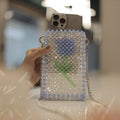 Blue Flower Crystal Beaded Phone Sling Bag