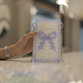 Crystal Bow Pearl Beaded Mobile Sling Bag for Women