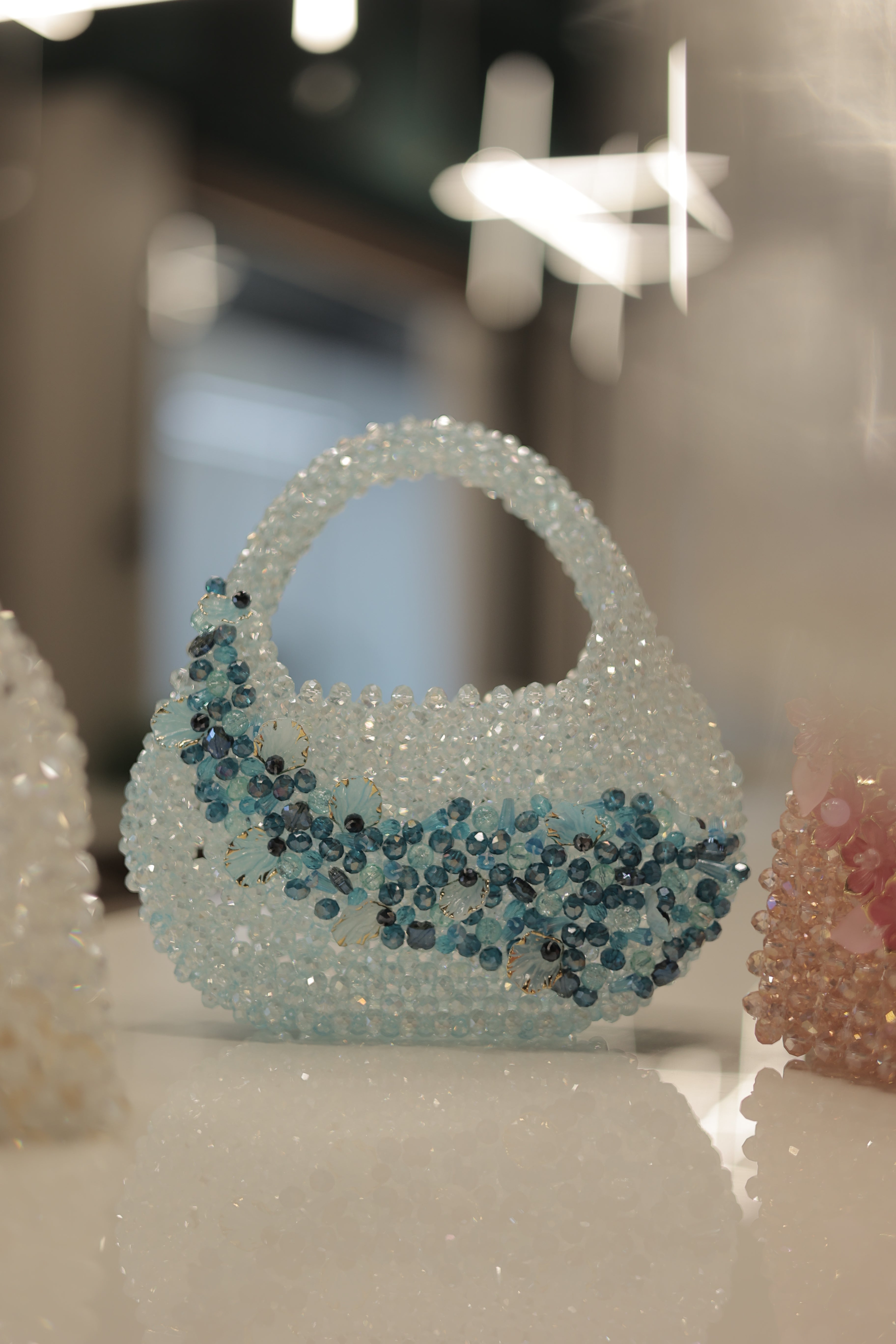 Luxury Handmade Crystal Beaded Floral Mini Handbag for Women
