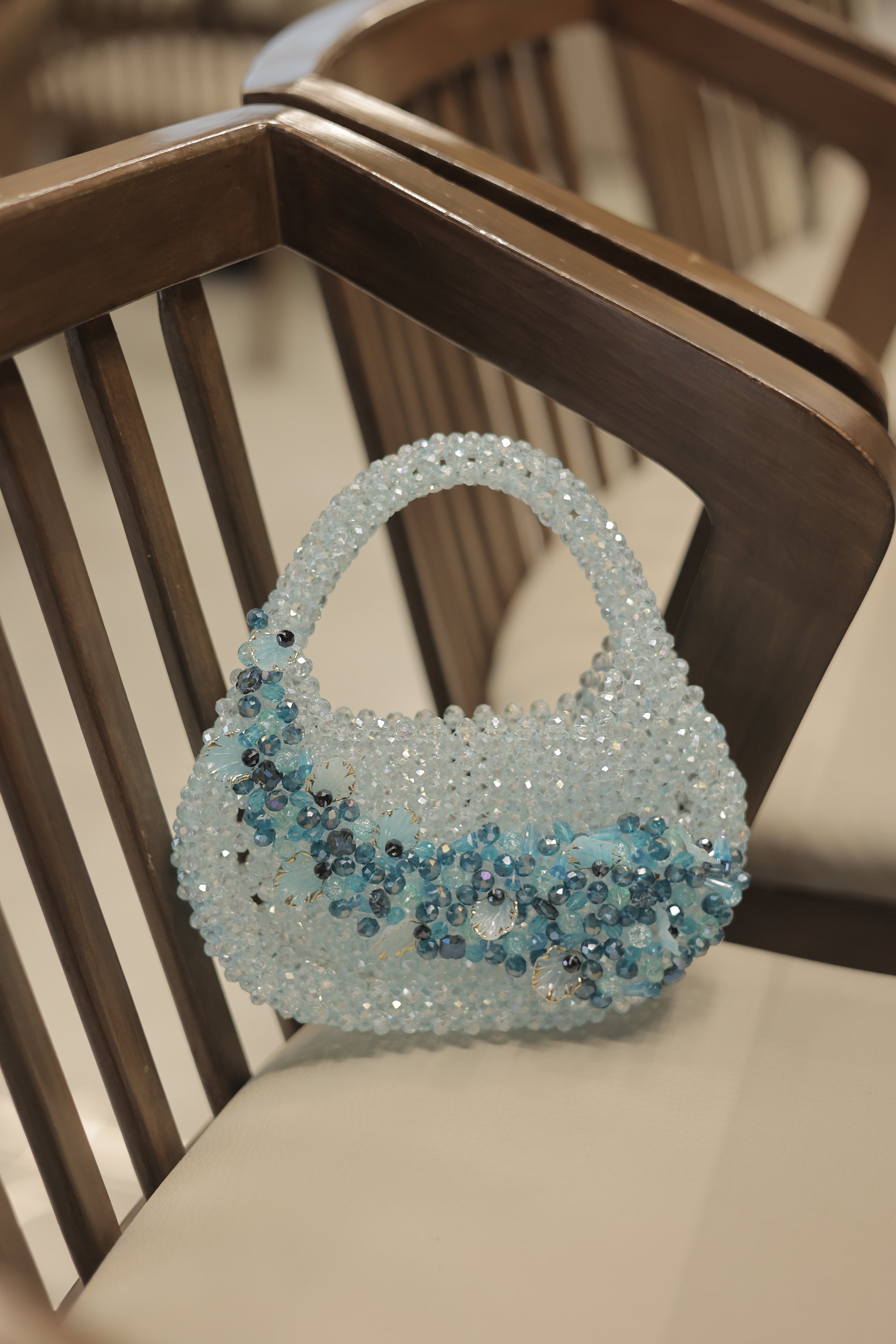 Luxury Handmade Crystal Beaded Floral Mini Handbag for Women